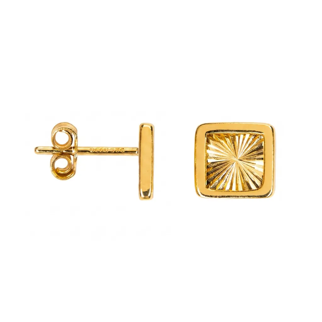 Sterling silver 925 pattern square earrings