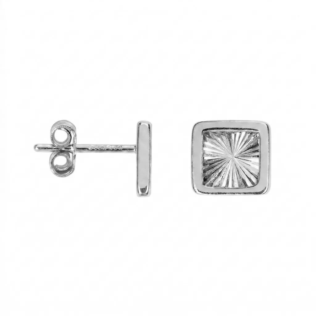 Sterling silver 925 pattern square earrings