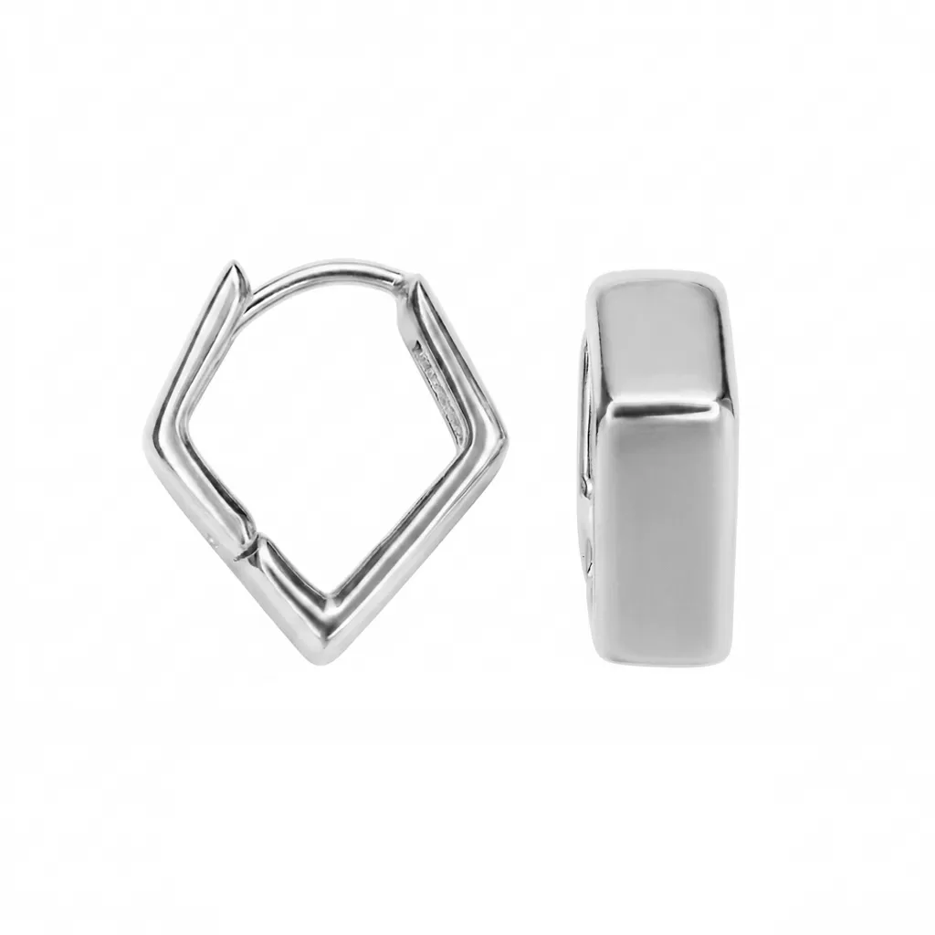 [19145EPL] Sterling silver 925 rhombus hoop earrings (Sterling silver)
