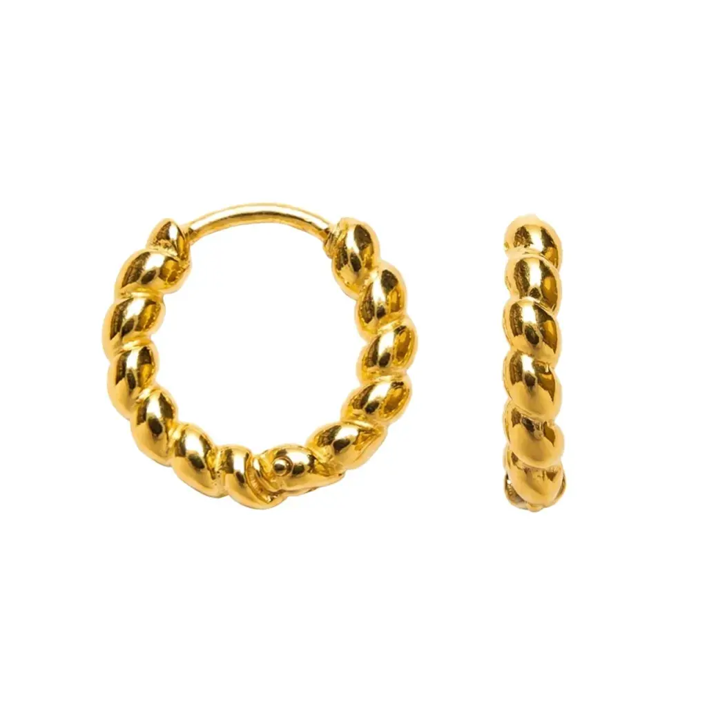 Sterling silver hoop earrings with 3mm beads