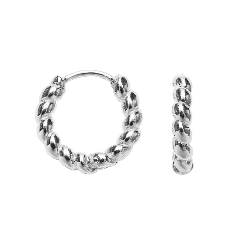 Sterling silver hoop earrings with 3mm beads
