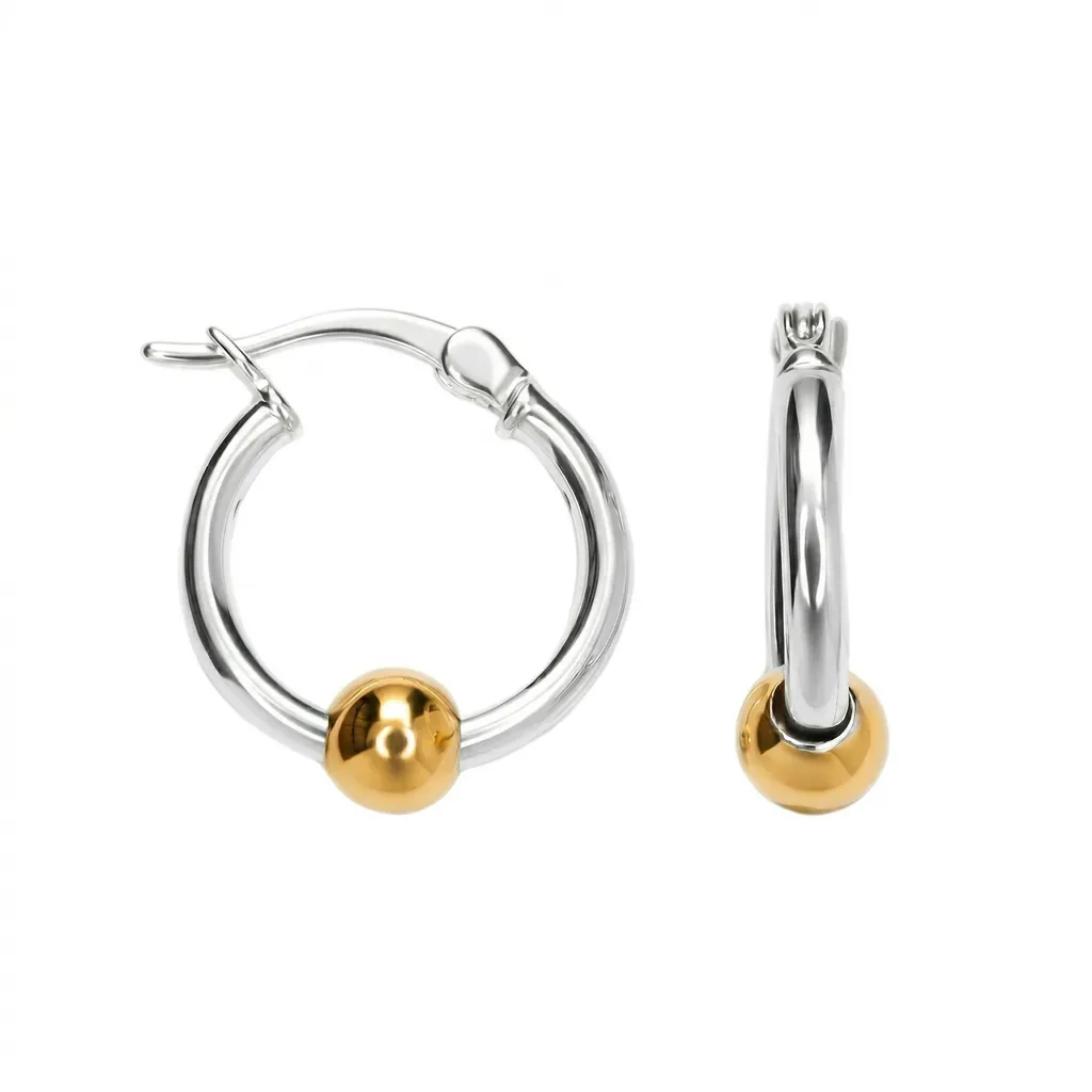 Sterling silver 2mm with 5mm bead hoop earrings
