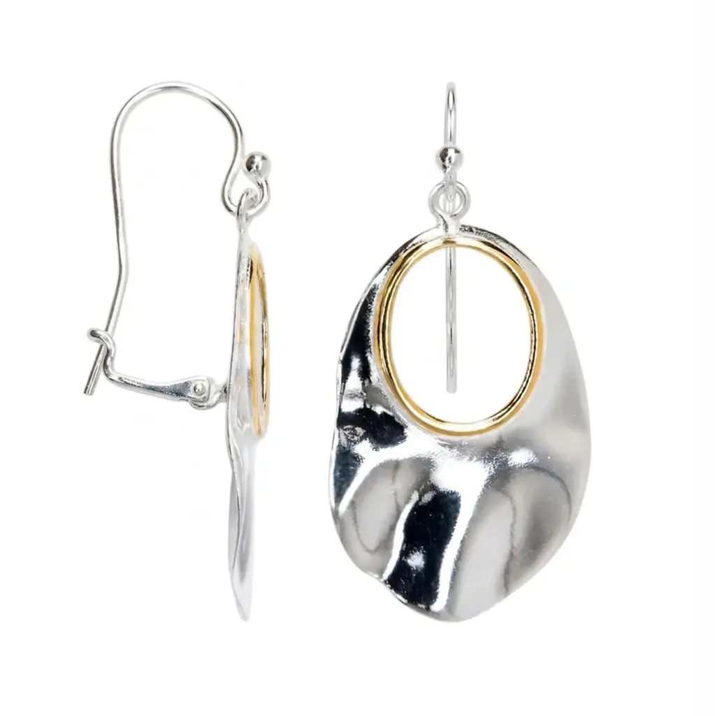Sterling silver irregular shape with hole gold-plated hoop earrings