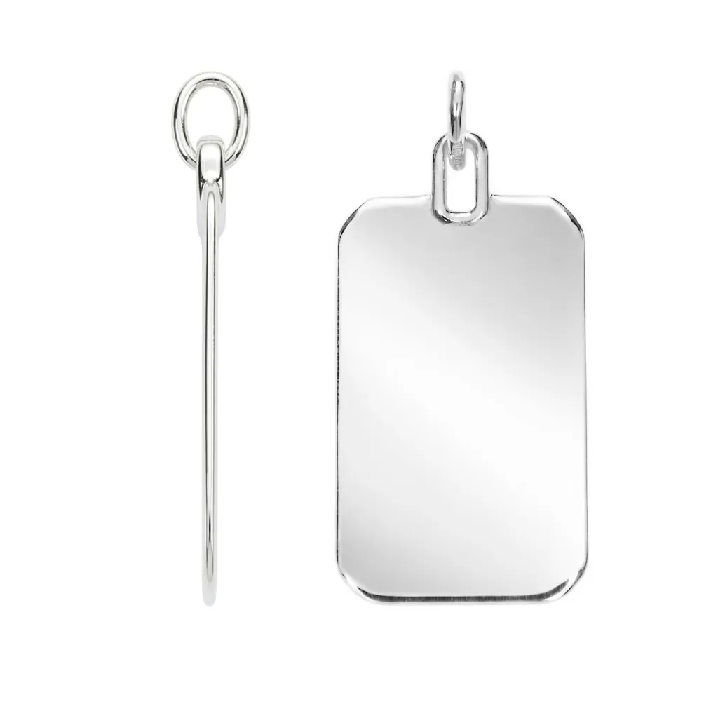 [19161PPL] Colgante plata 925 placa rectangular con borde redondeado 30x15mm