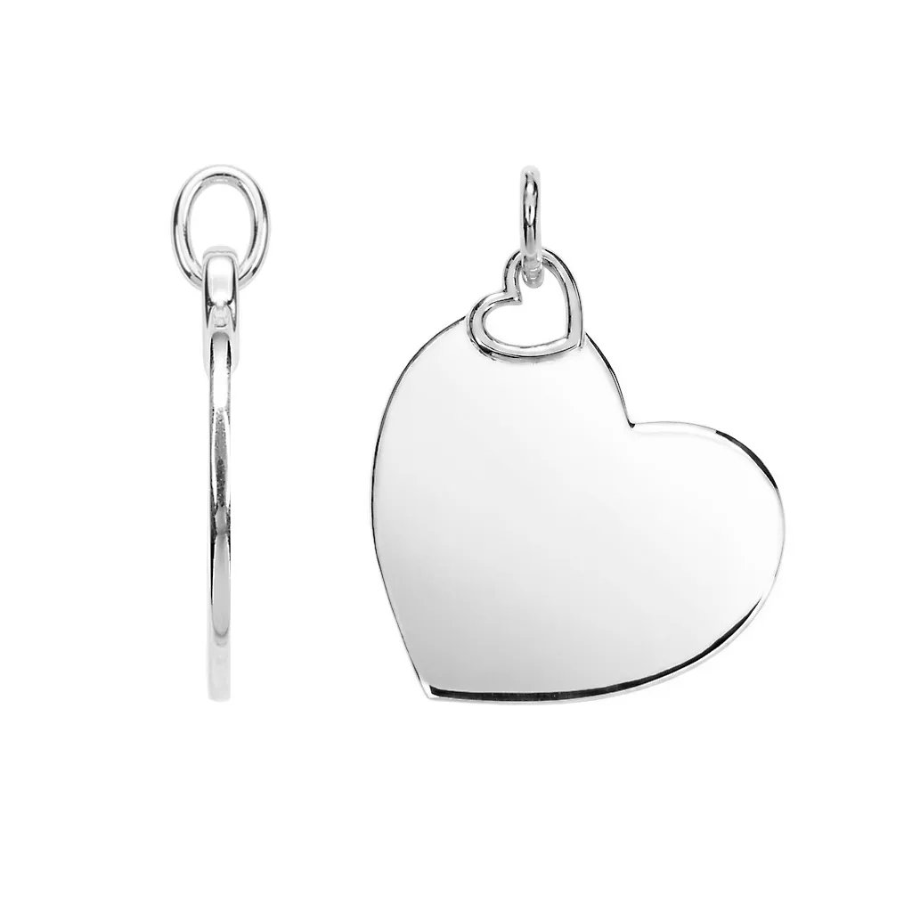 [19162PPL] Colgante plata 925 placa corazón inclinado 23x21mm