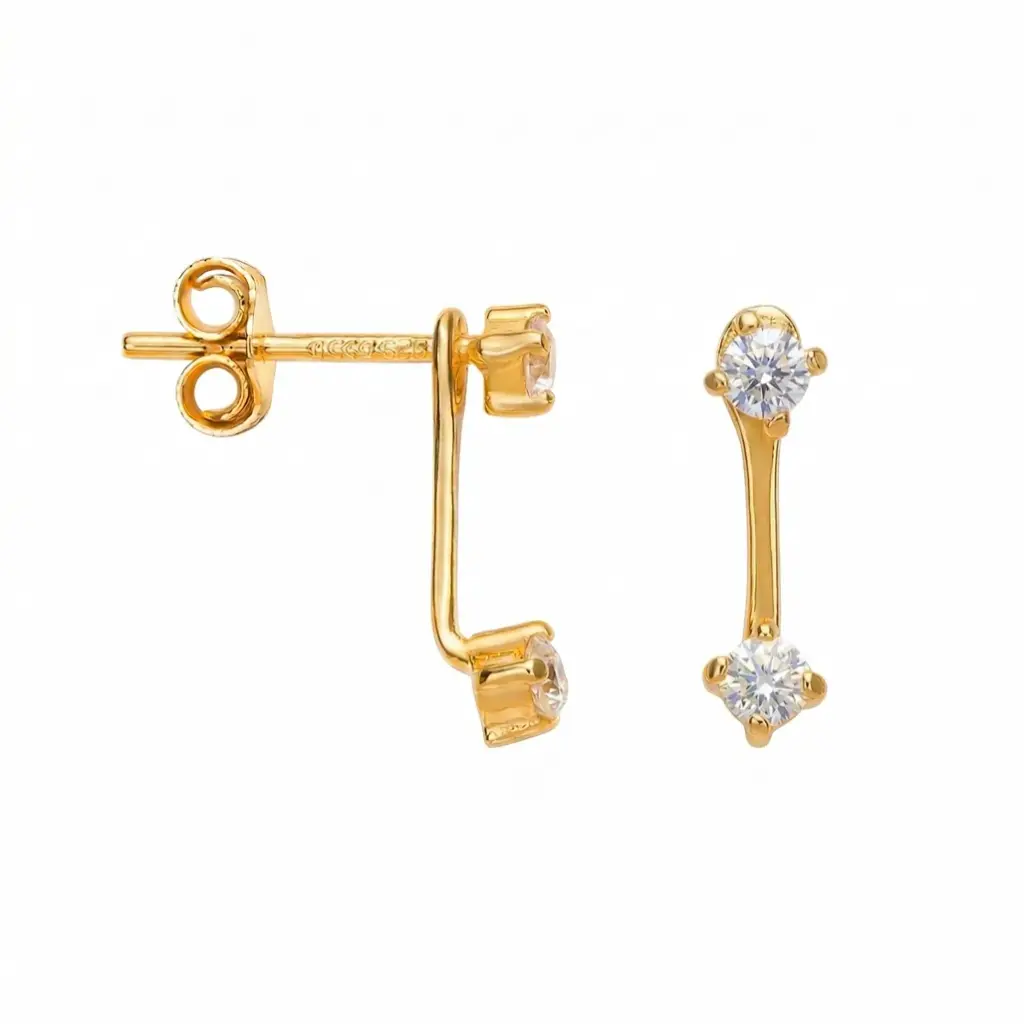 Sterling silver two 2.5mm cubic zirconia earrings