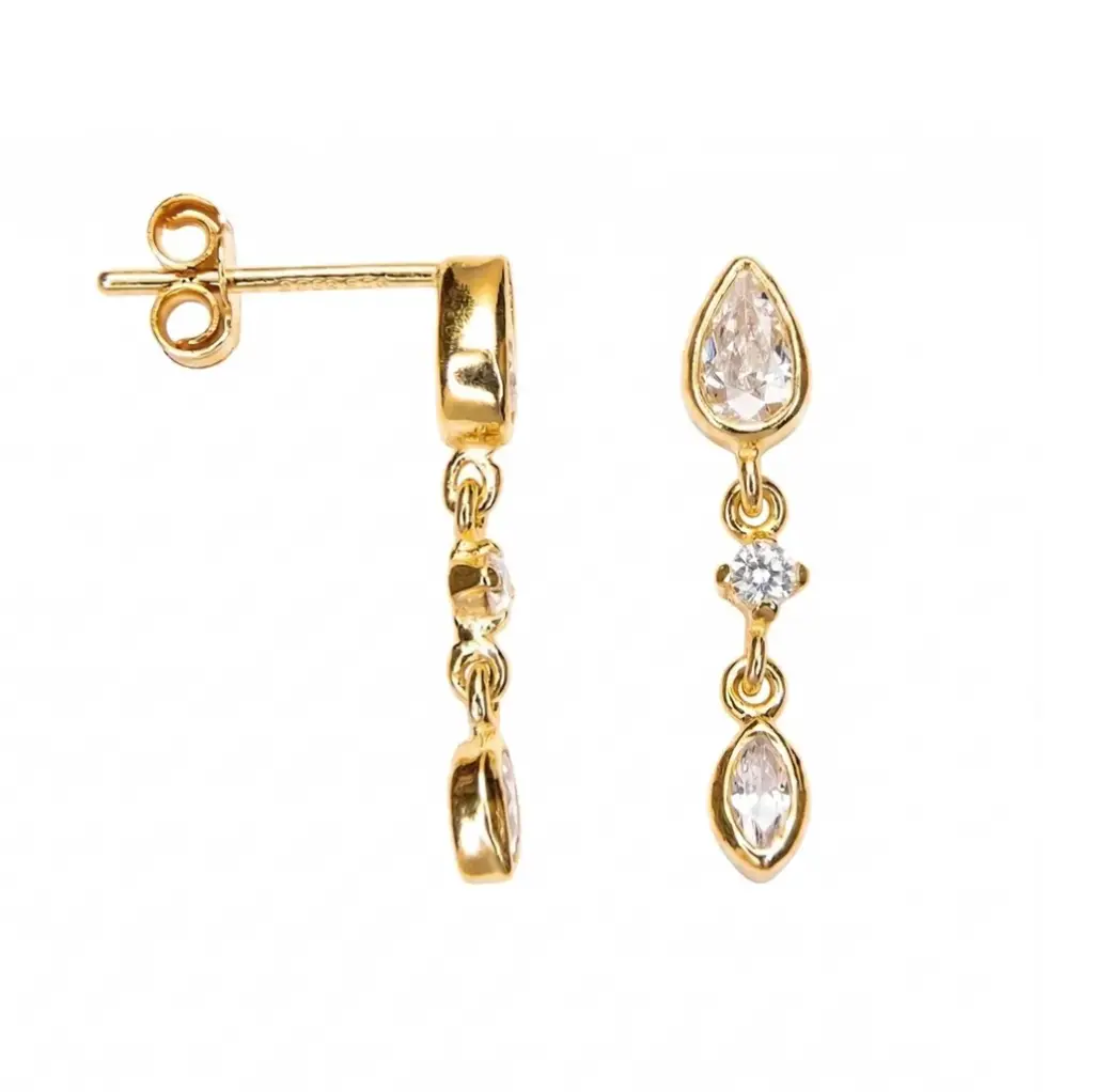 Sterling silver mixed-shape cubic zirconia earrings