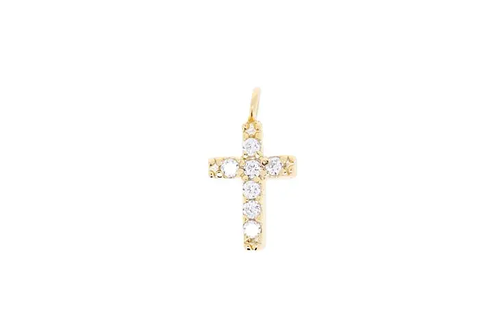 Sterling silver cross charm with zircon