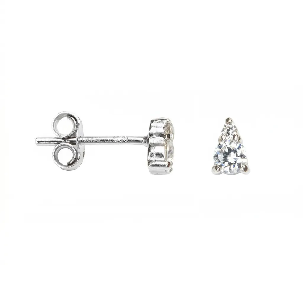 Pendiente plata 925 con dos circonitas de 2 y 3mm