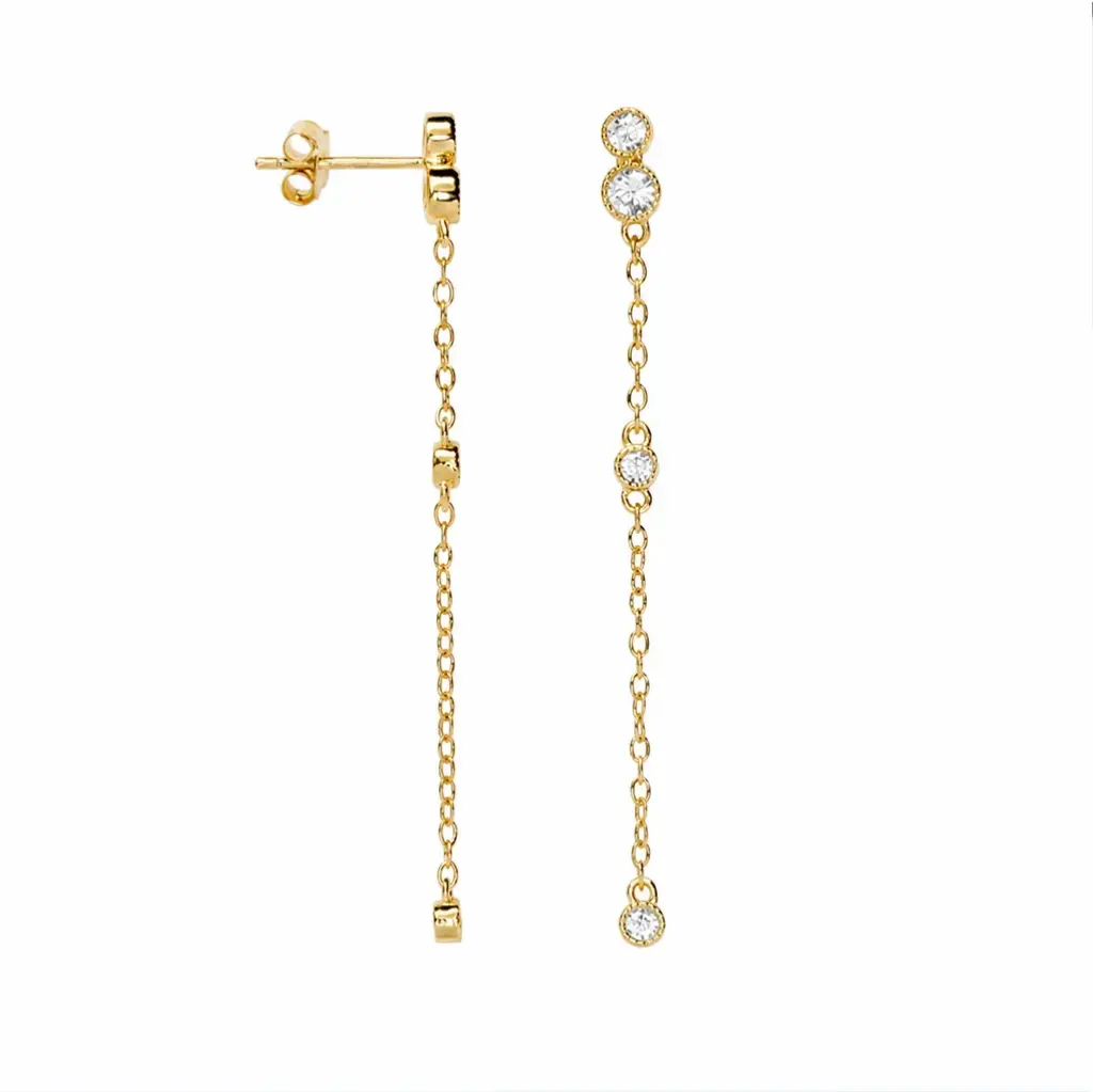 Sterling silver cubic zirconia with chain earrings