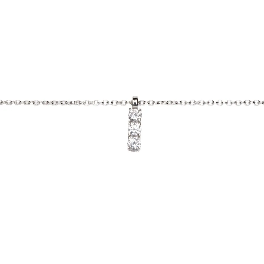 Collar plata 925 barra de tres circonitas de 3mm