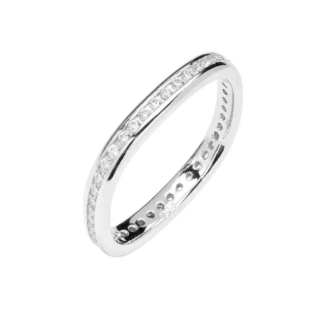 Anillo plata 925 alianza cuadrada con circonitas