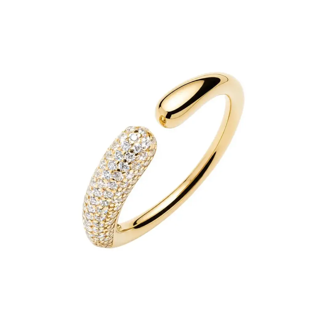 Anillo plata 925 círculo abierto gota alargada con circonitas
