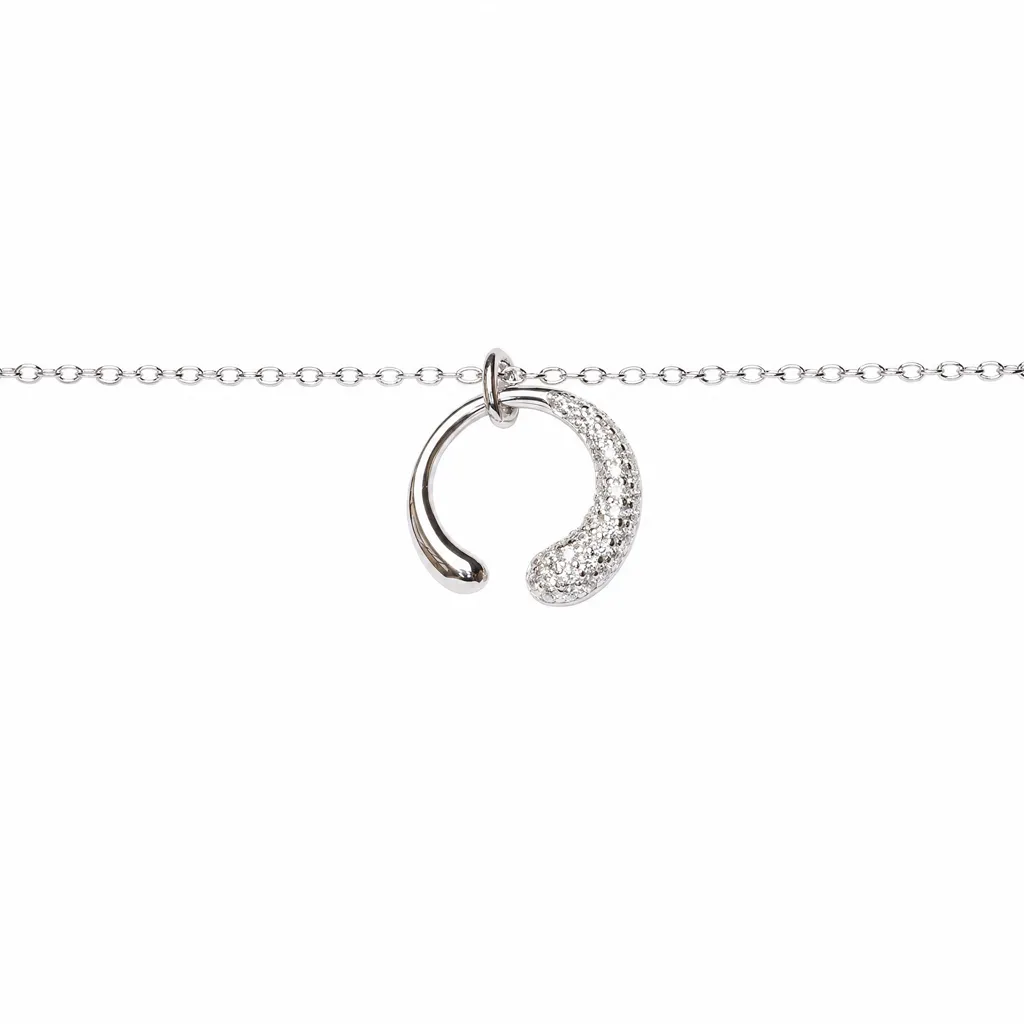 Sterling silver elongated drop cubic zirconia necklace
