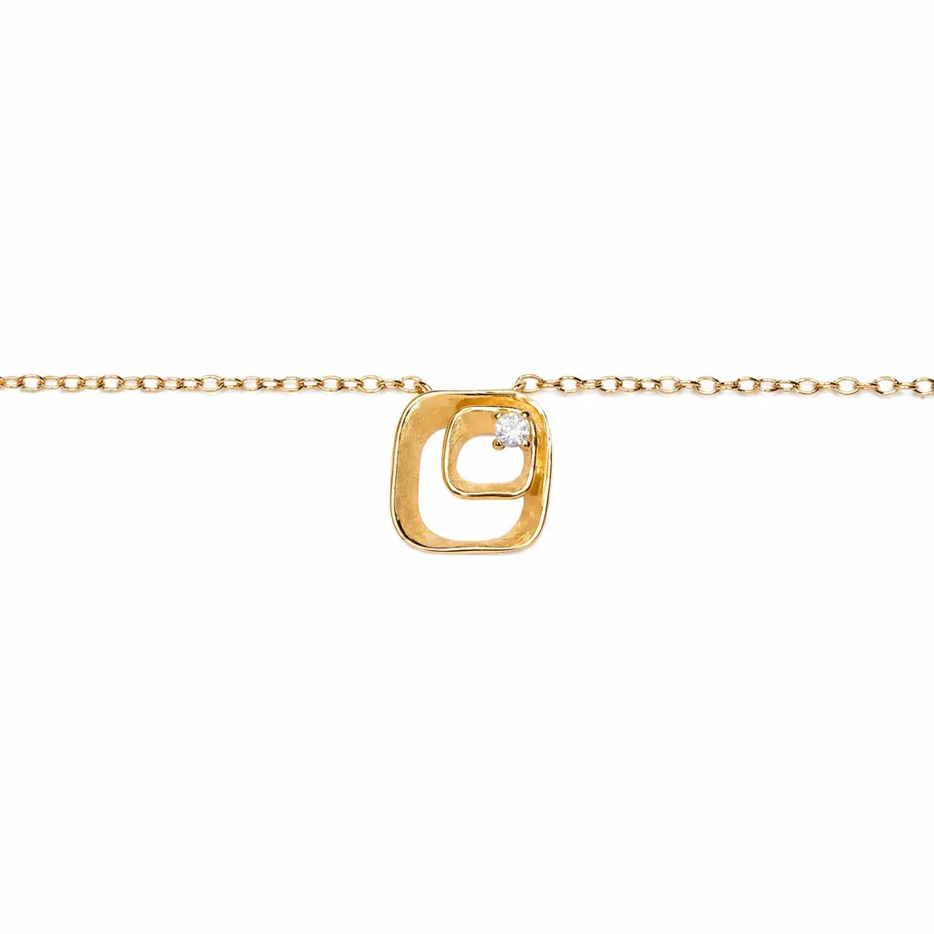 Sterling silver double square 2.5mm cubic zirconia necklace