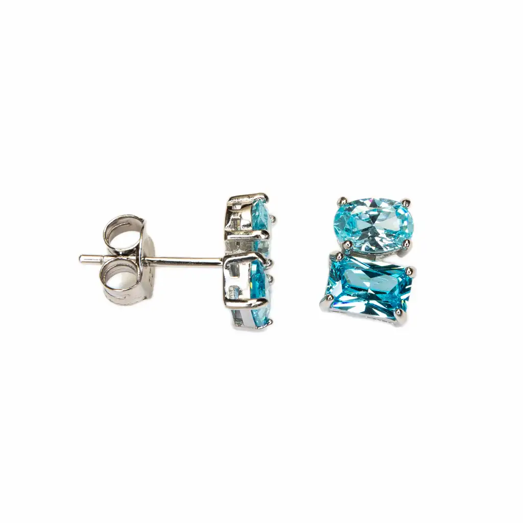 Sterling silver two coloured zirconia stones earring