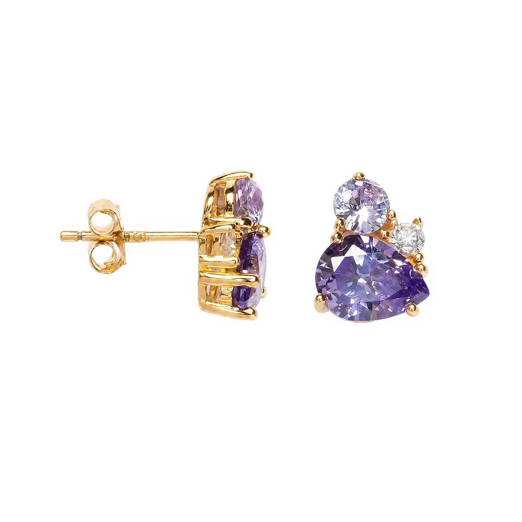 Sterling silver mixed-shape cubic zirconia earrings
