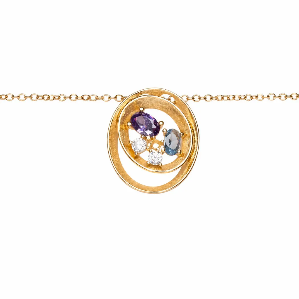 Collar plata 925 dos óvalos con mix de formas de circonitas