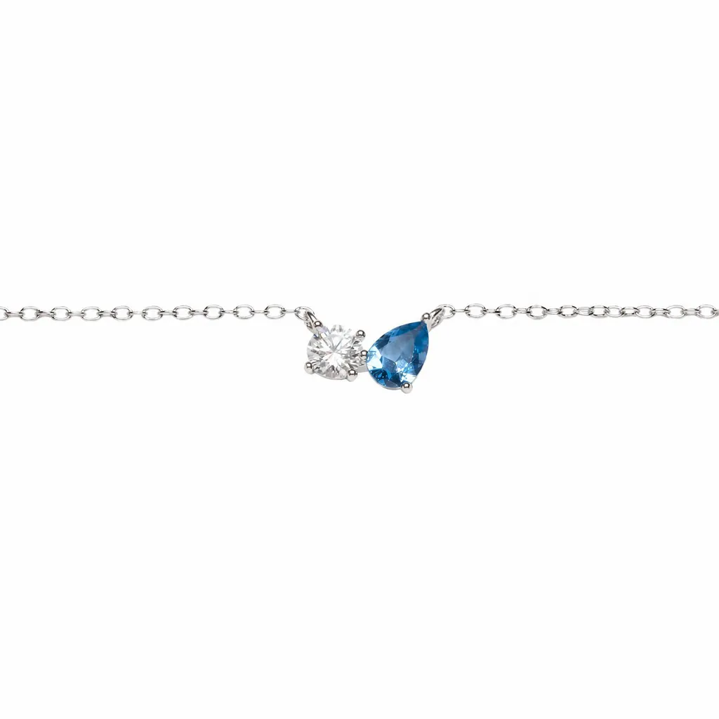[19225N40E5ZZARD] Sterling silver two cubic zirconia necklace
