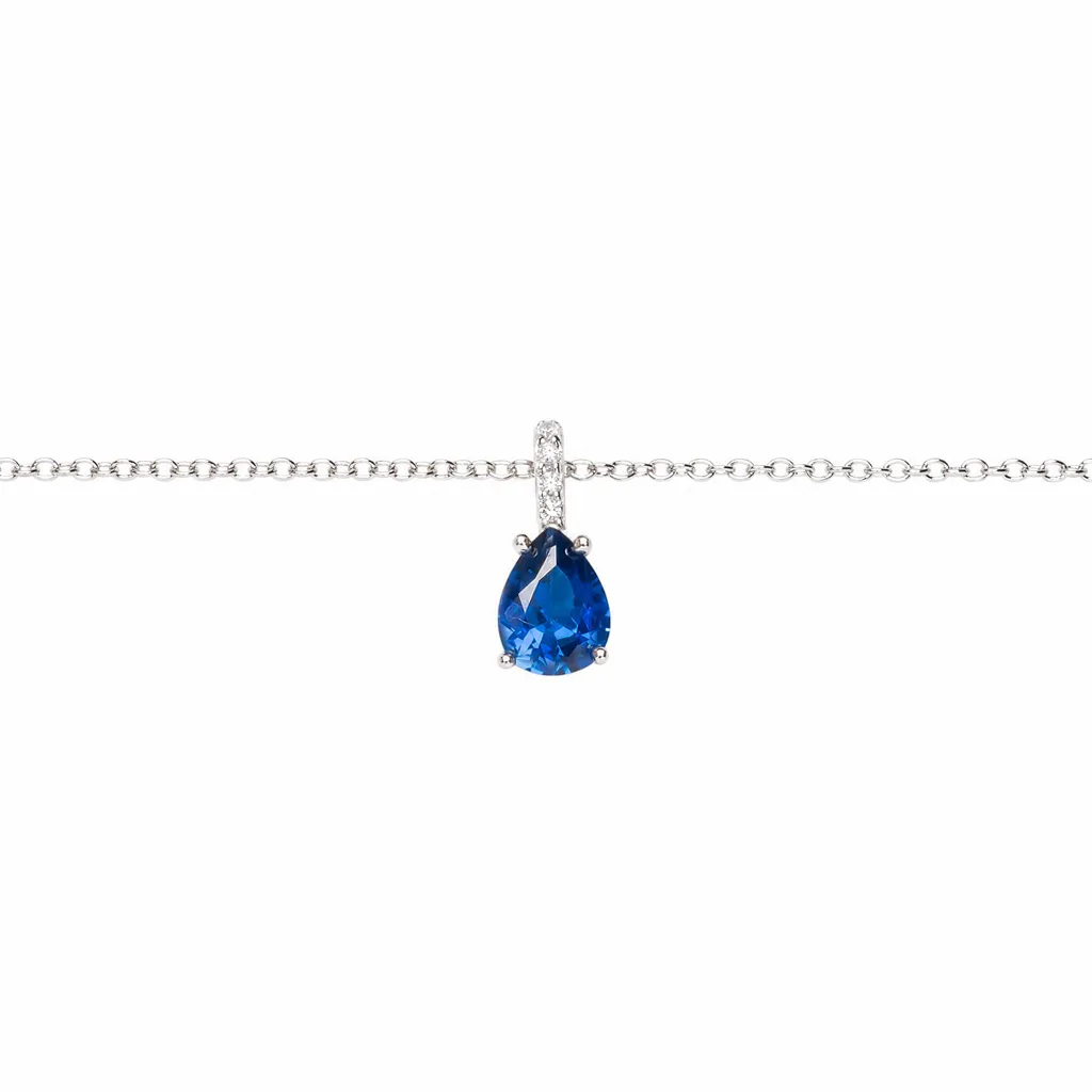 [19227N40E5ZZARD] Collar plata 925 barra de circonitas blancas con circonita lágrima