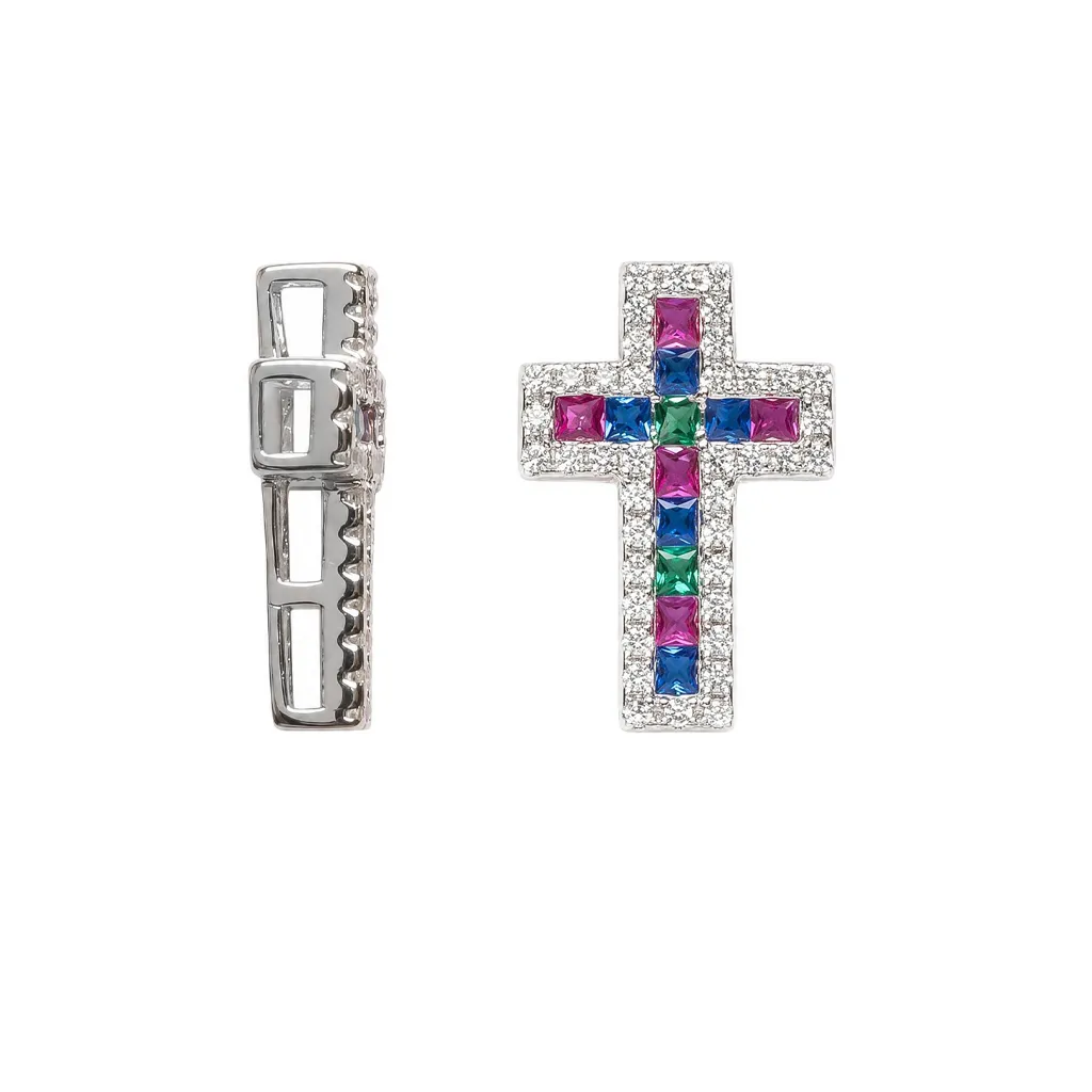 [19230PZMXRD] Colgante plata 925 cruz pasante con circonitas blancas