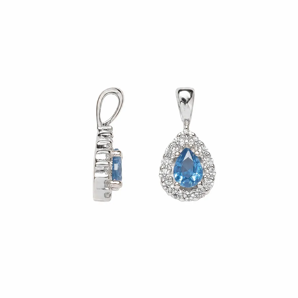 Colgante plata 925 circonita lágrima rodeada de mini circonitas blancas