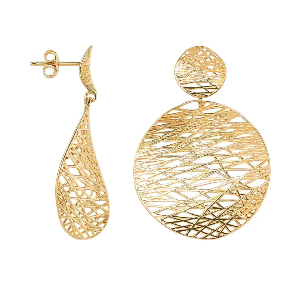 Sterling silver 3D model irregular circles earrings