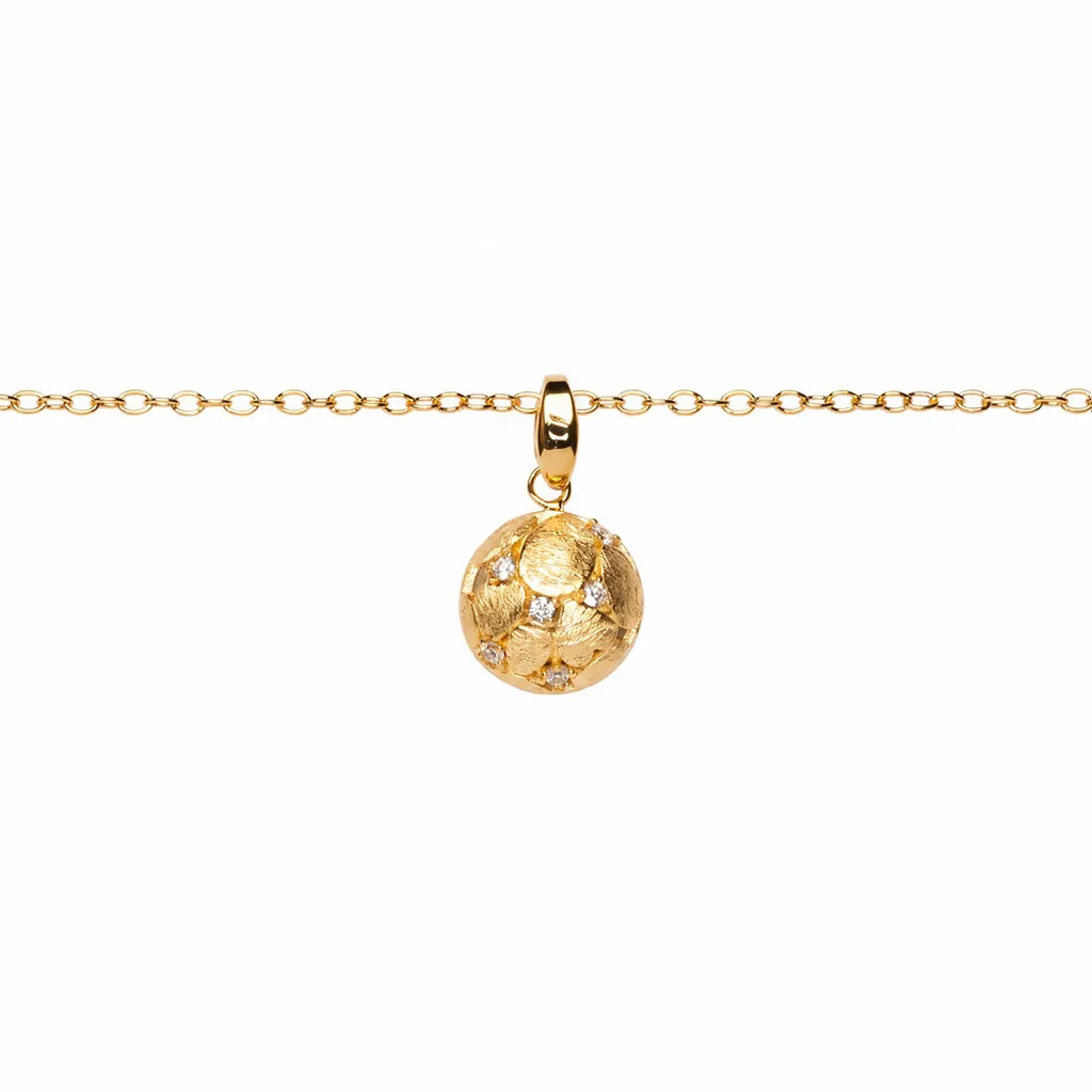 Sterling silver matte half-ball with cubic zirconias necklace.