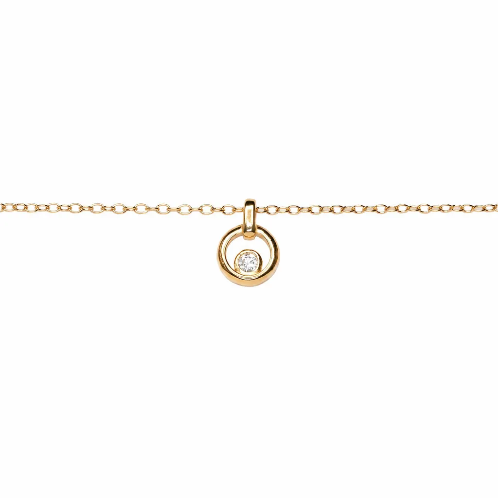 [19256N40E5ZBLDO] Sterling silver bar and circle with cubic zirconia necklace (Gold plated)