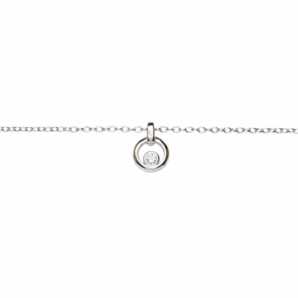 Collar plata 925 barra círculo con circonita
