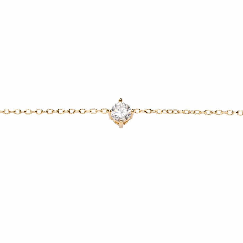 Sterling silver 5mm cubic zirconia solitaire necklace with 4-prong slide pendant
