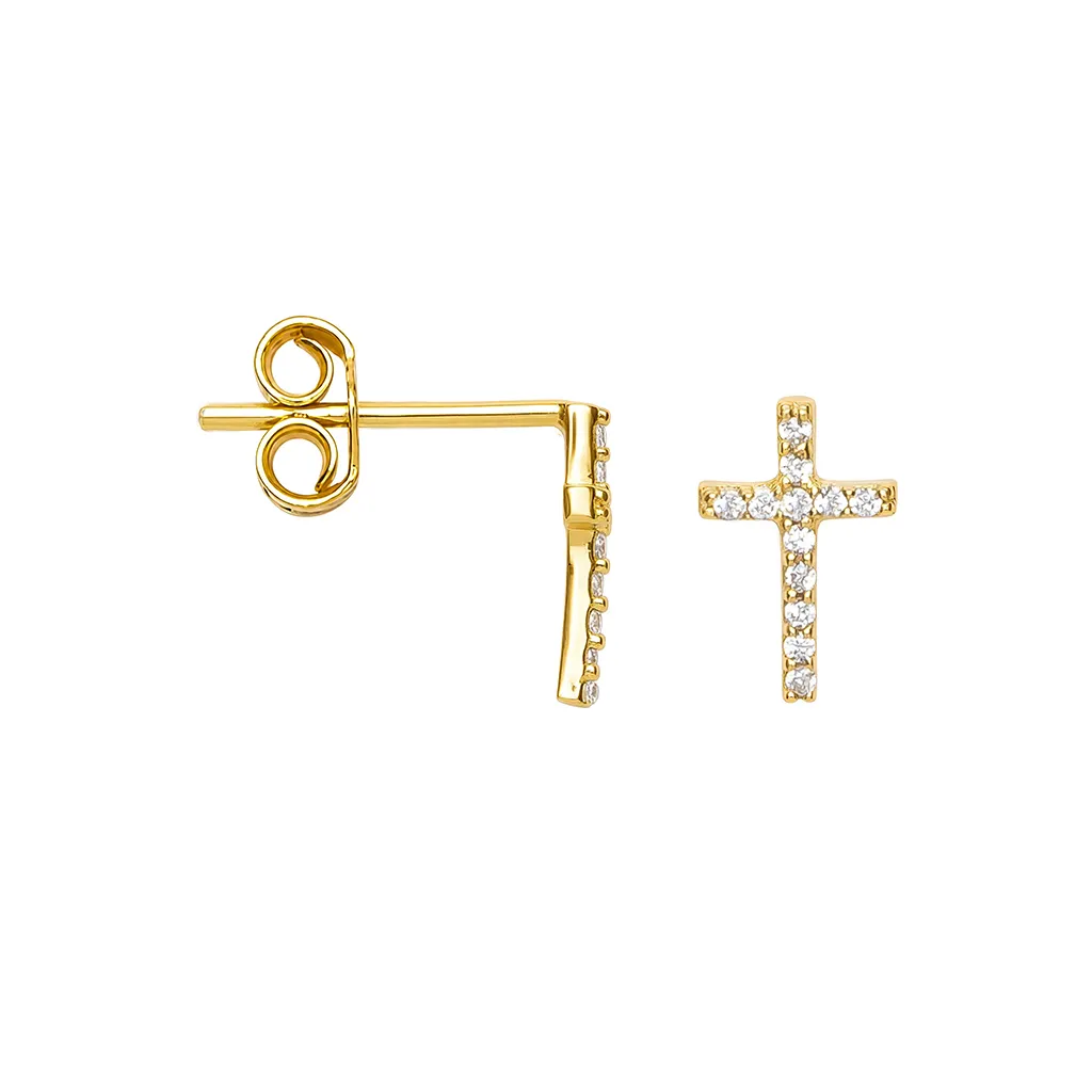 Sterling silver cubic zirconia cross earrings