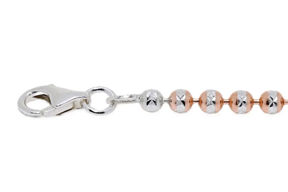 Sterling silver 3mm diamond-cut bead chain bracelet