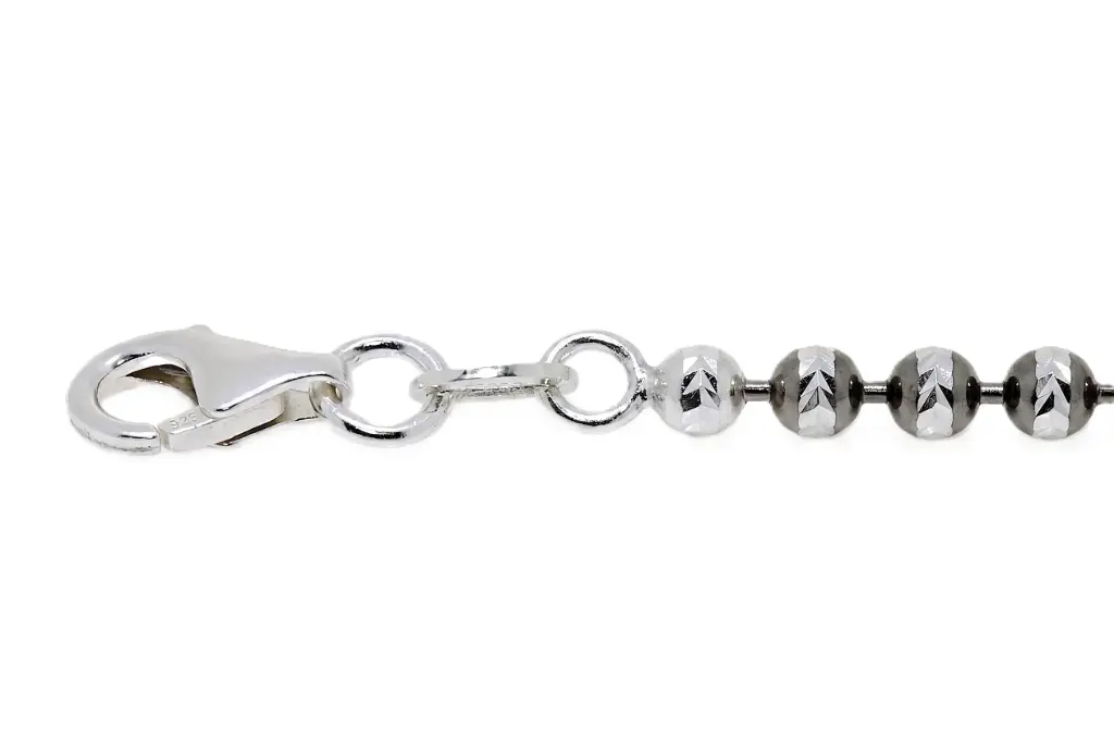 Sterling silver 3mm diamond-cut bead chain bracelet