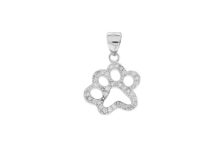 Colgante plata 925 huella de perro con circonitas