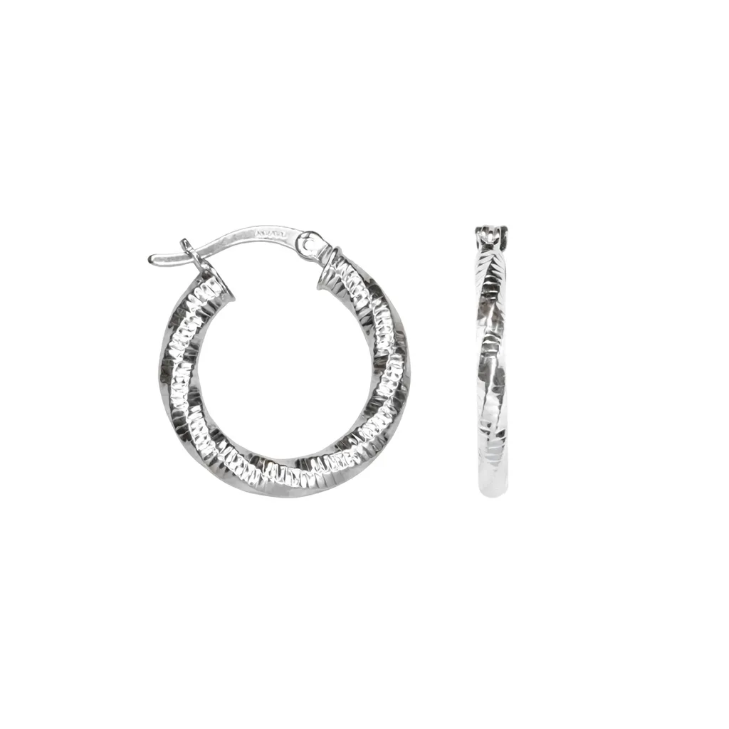 [19294E00PL] Sterling silver twisted hoop earrings