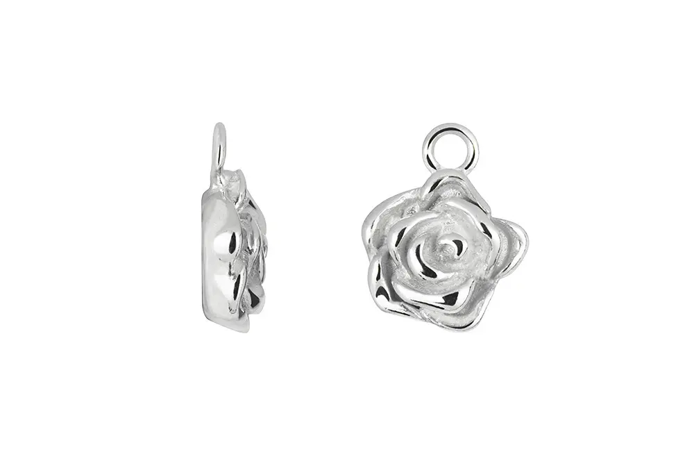 Sterling silver 8 mm rose charm pendant