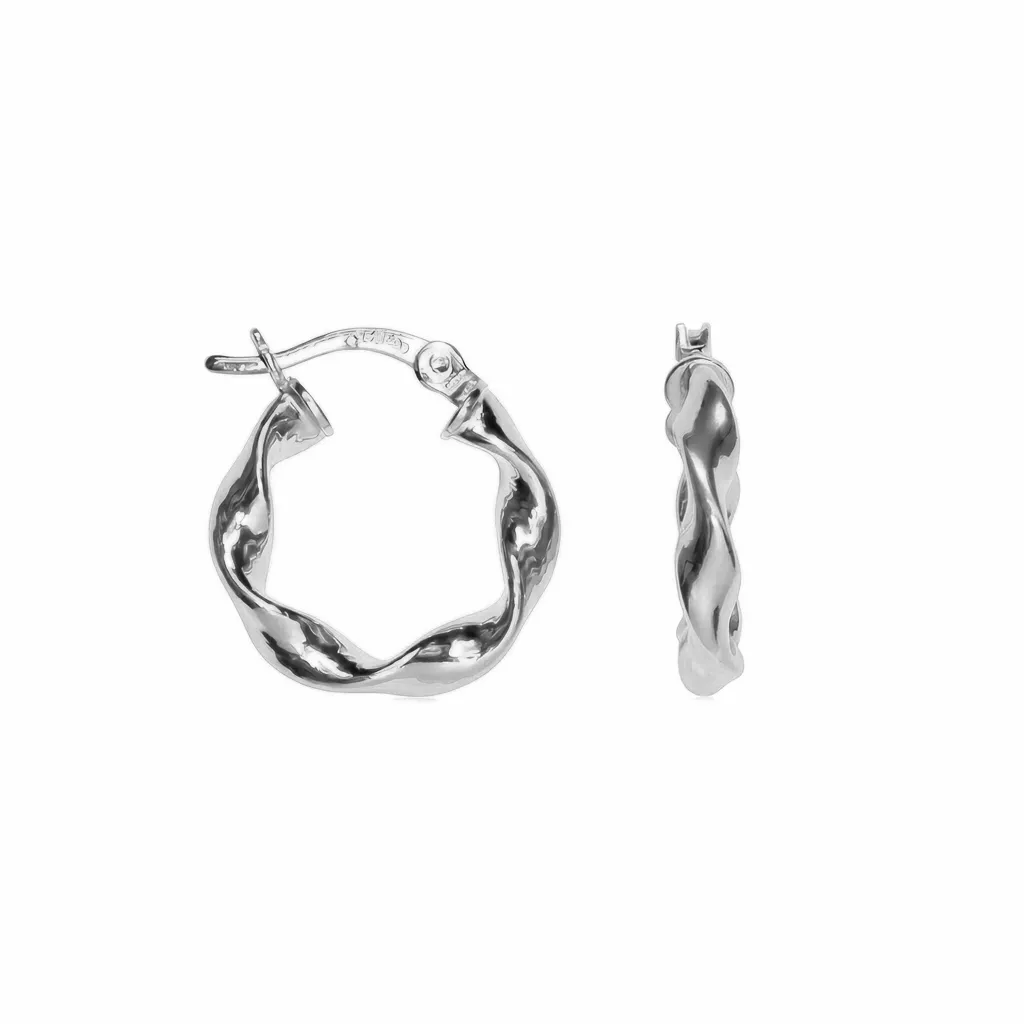 [19303EE160PL] Sterling silver twisted hoop earrings (Sterling silver)