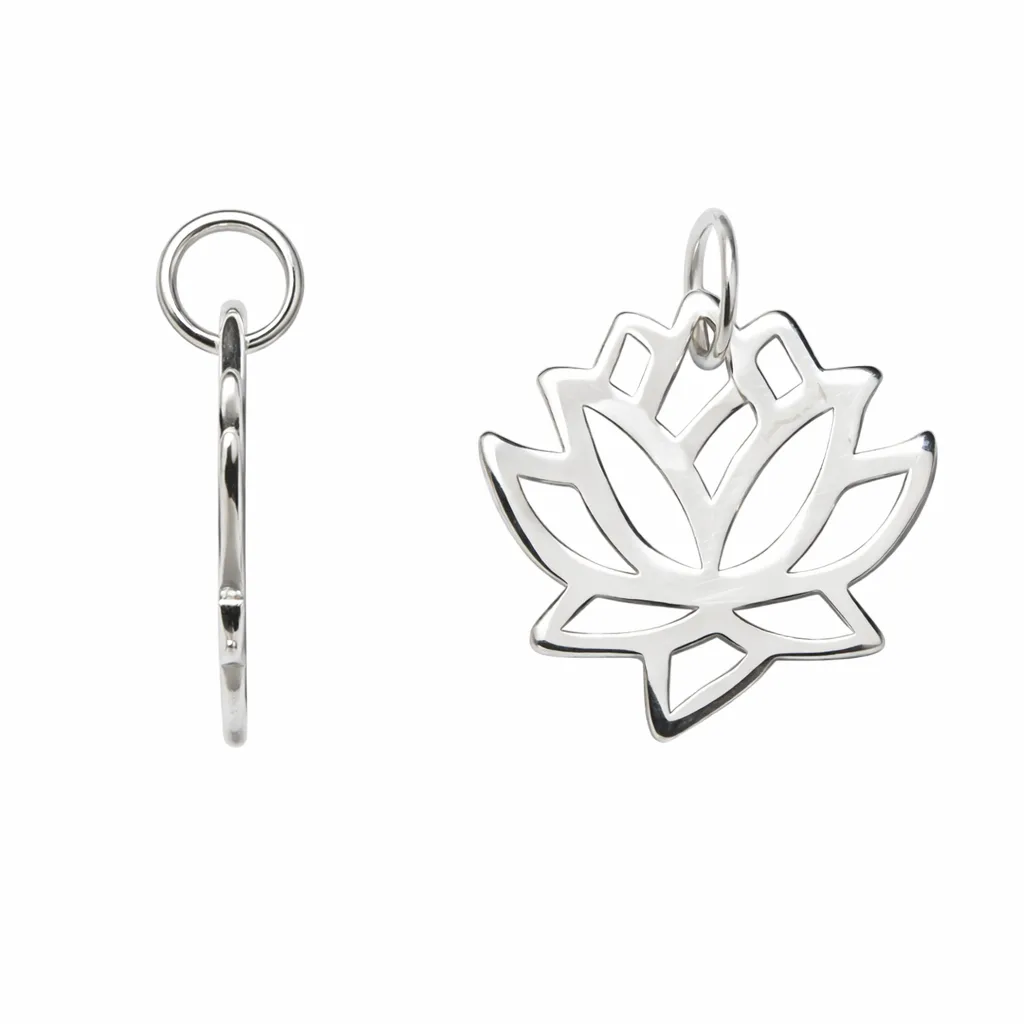 Sterling silver cut-out lotus flower charm pendant