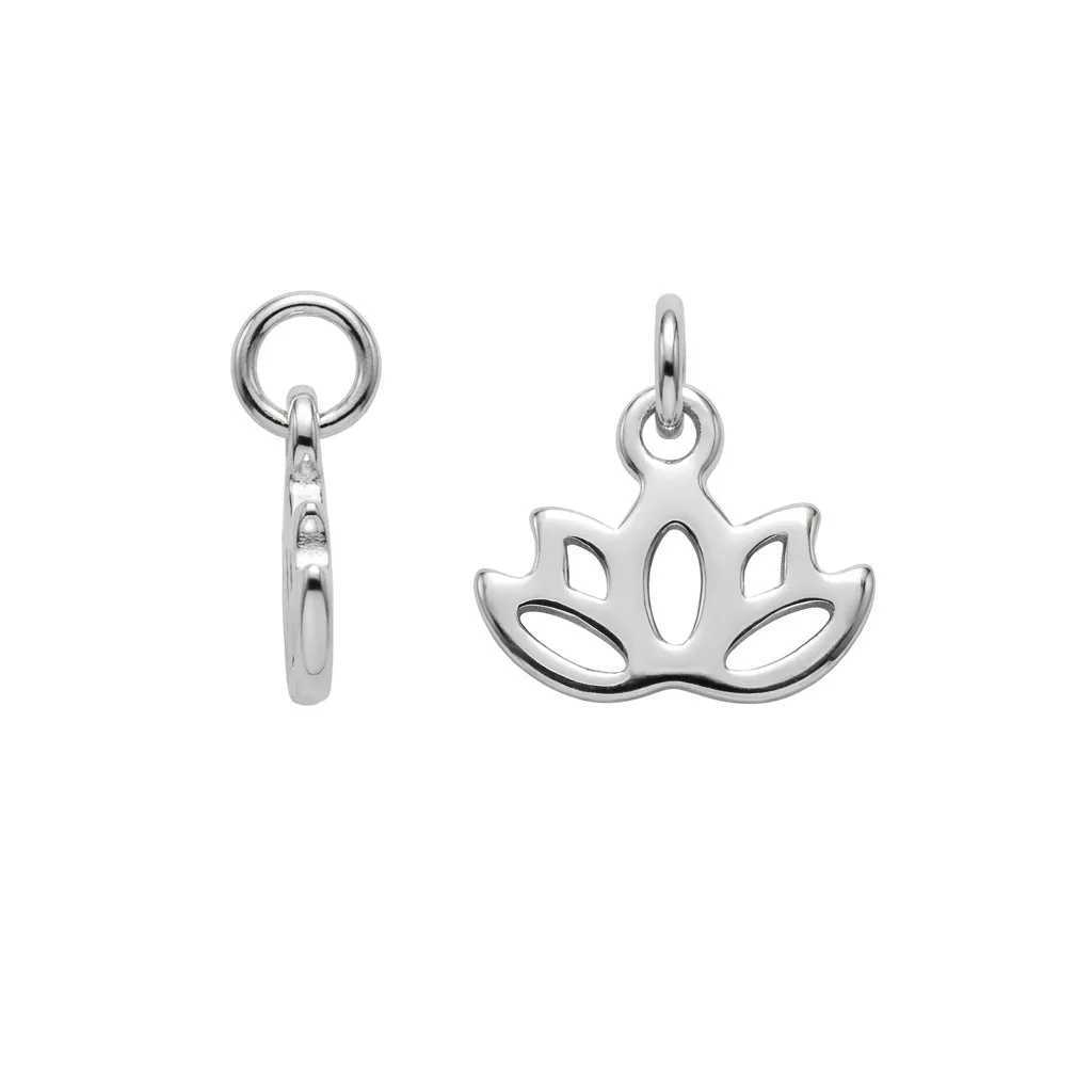 Sterling silver cut-out lotus flower charm pendant