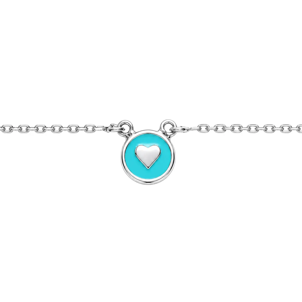 [19315N38E5EACRD] Collar plata 925 placa esmaltada con corazón