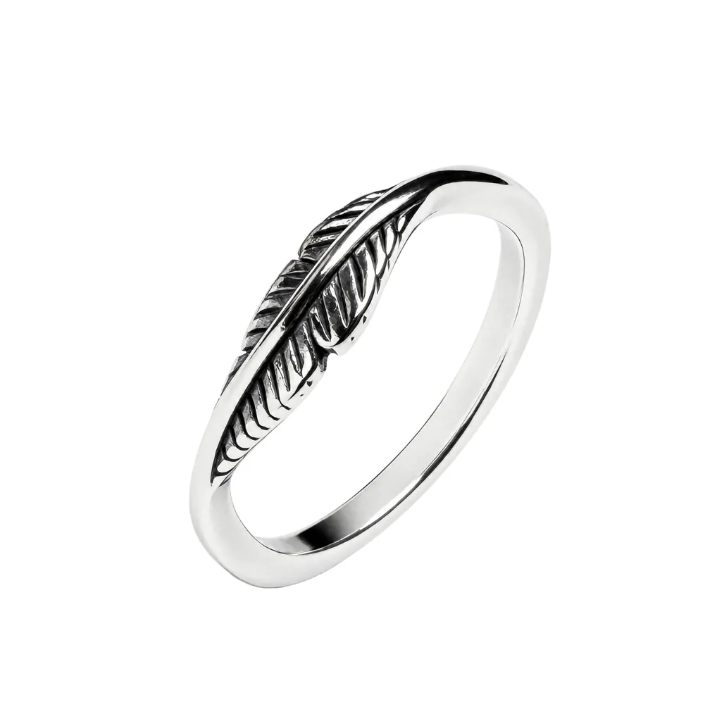 Sterling silver feather ring