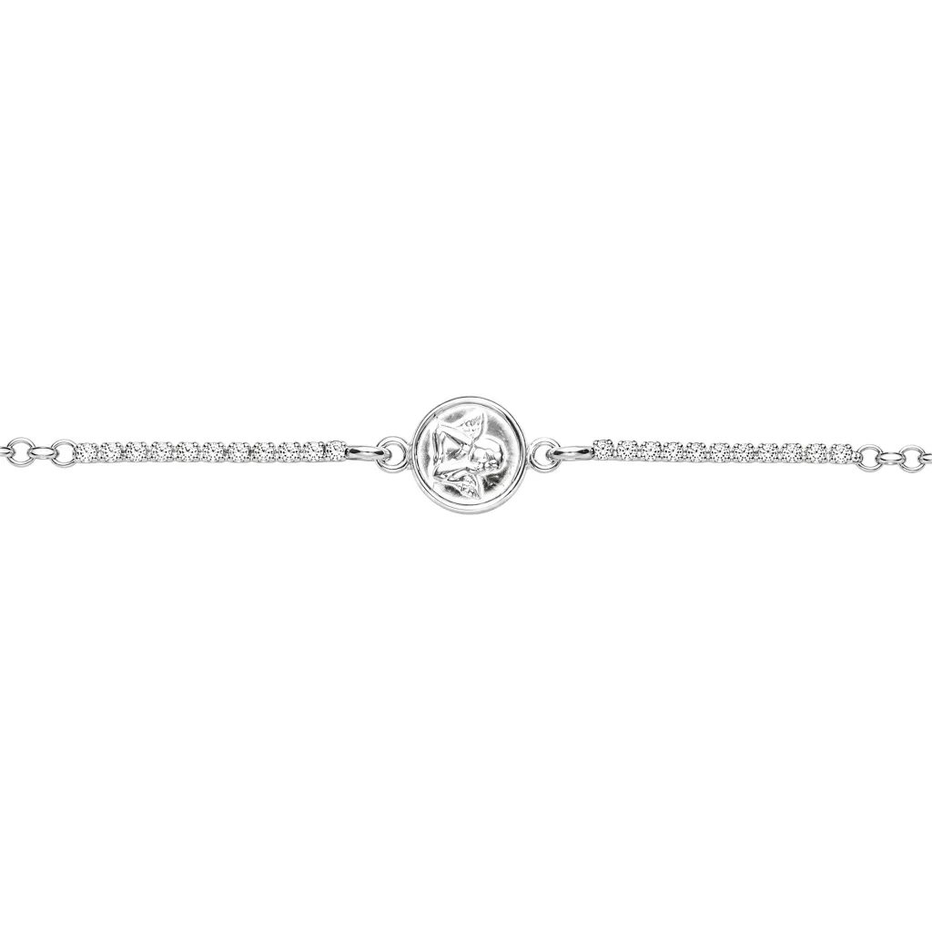 Pulsera plata 925 medalla angelito con circonitas
