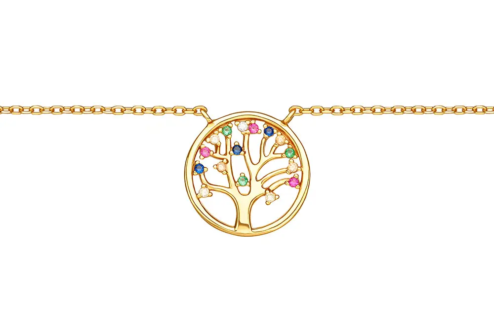 Sterling silver tree of life necklace with cubic zirconia
