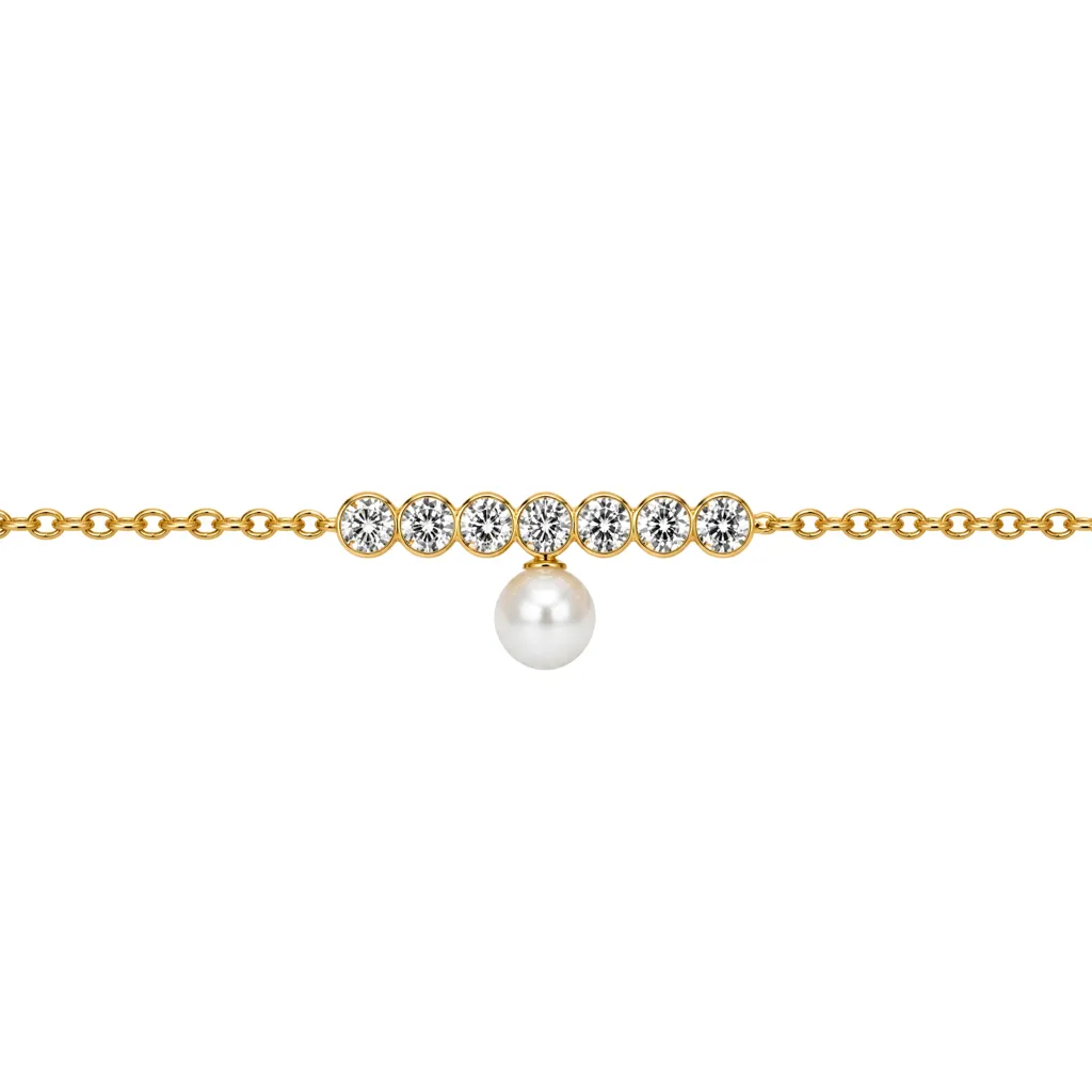 Collar plata 925 perla de 4mm sobre circonitas de 2mm 