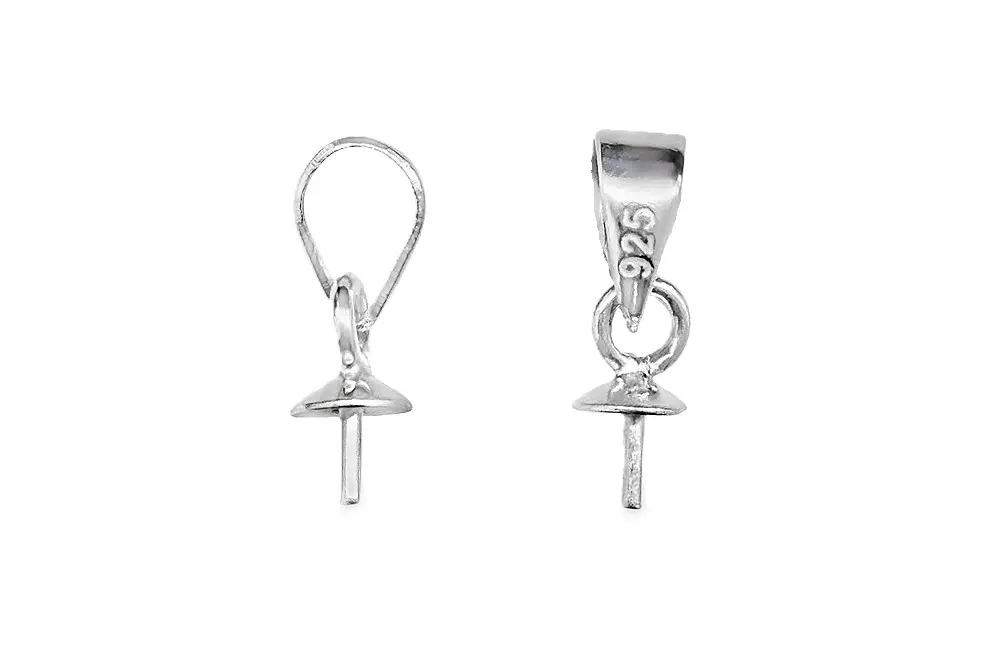 Sterling silver pendant bail with pin and loop