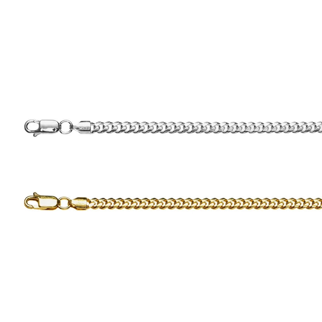 Sterling silver 2-side diamond-cut Cuban curb chain 120