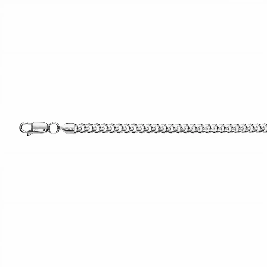 Sterling silver 4mm 2-side diamond-cut Cuban curb chain anklet, gauge 120
