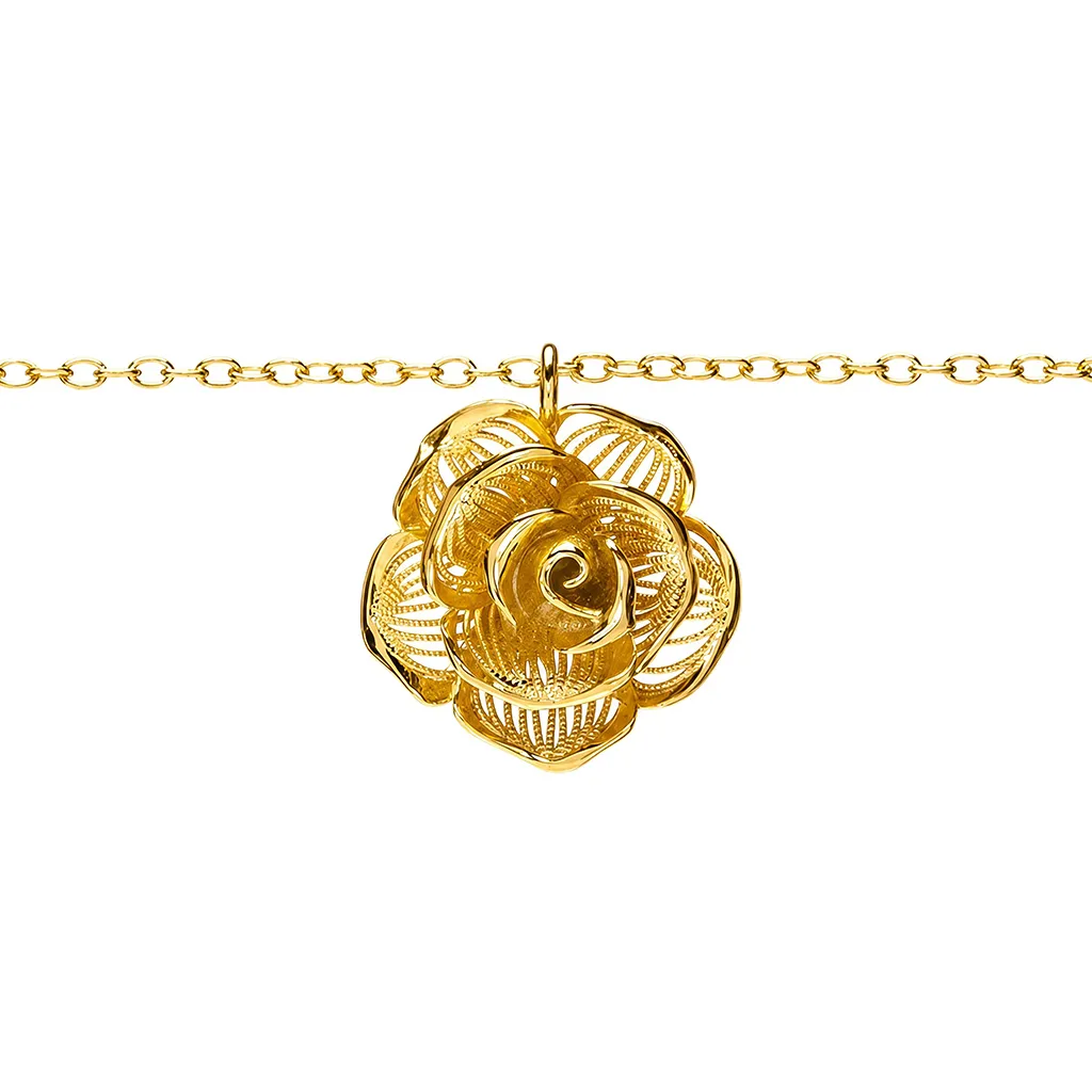 Sterling silver 3D rose model necklace