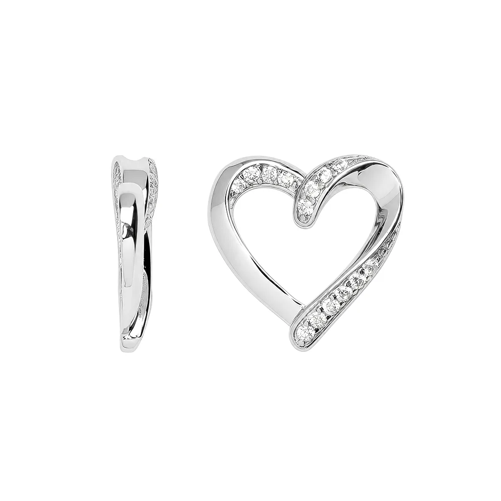 [19342PZBLRD] Sterling silver heart with cubic zirconias pendant